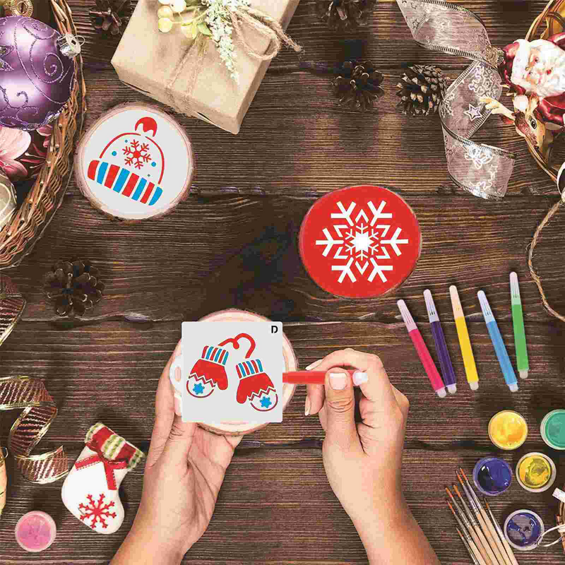 Snowflake Christmas Decoration Stencilss PaintingTemplate Reusable- Merry Christmas Painting Template Drawing Tools 24Pcs