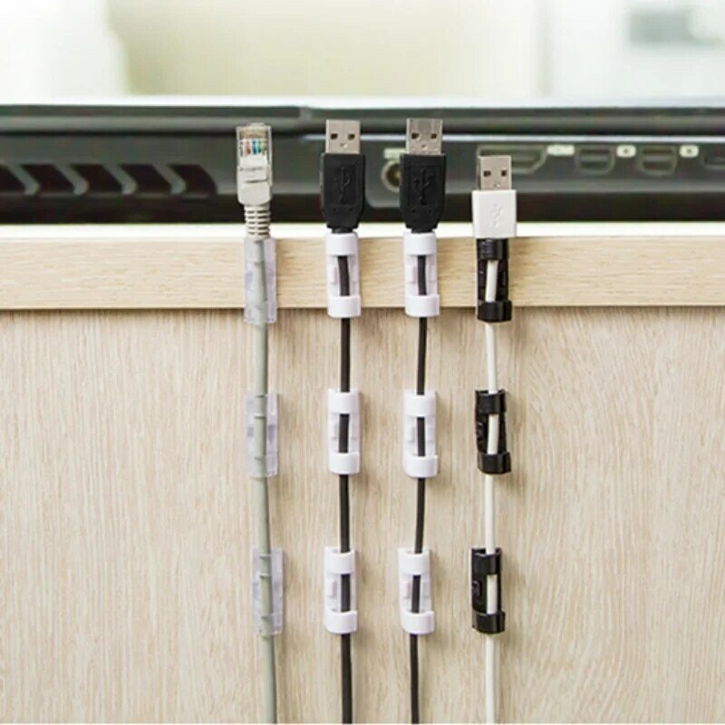 Organisateur de gestion de câbles, 20 pièces/ensemble, Clips de gestion de câbles de données et câbles de charge, enrouleur de support auto-adhésif