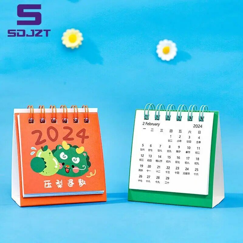 Настольные маленькие часы с календарем, маленькие декоративные часы для студенческого стола, ежедневные часы с самоэлементным календарем, 2024
