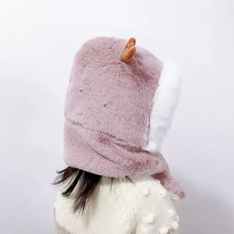 Chapéu quente e cachecol conjunto para bebê e criança, capuz de pelúcia grossa para meninos e meninas, novo, inverno