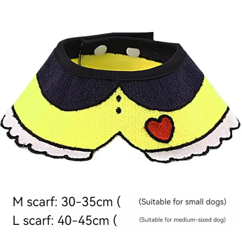 Pet Dog Cat Saliva Towel with Cute Pet Embroidery Mouth Towel and Lace Decorative Bib，Hand-Woven Puppy Kitten Collar，XS-S
