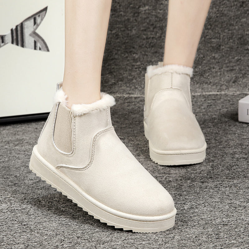 Botas de neve inverno feminino grosso quente plana chelsea ankle boots 2021 nova moda mulher deslizamento em sapatos de algodão botinas botas de mujer