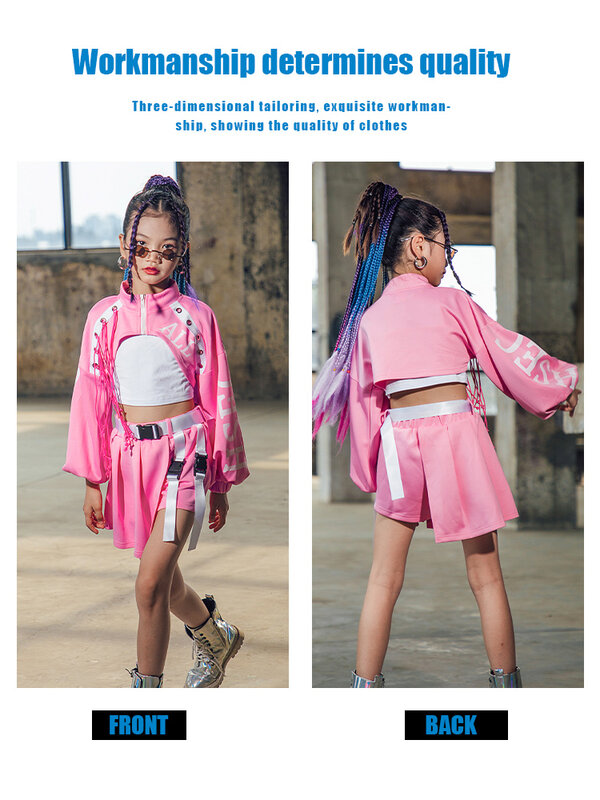 Zzl k-pop palco para meninas roupa de moda jazz dança desempenho terno crianças hip-hop moda traje legal infantil runway wear
