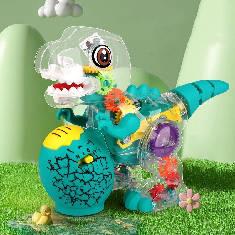 Brinquedos elétricos de dinossauro com som claro, transparente Tyrannosaurus Rex, dinossauros mecânicos, STEM Model Toys para bebês e crianças