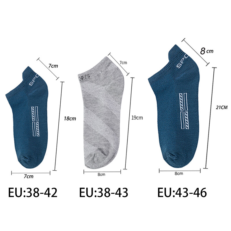 Calcetines tobilleros de algodón transpirable para hombre, medias deportivas de malla, informales, corte fino, talla grande, 5 pares por lote