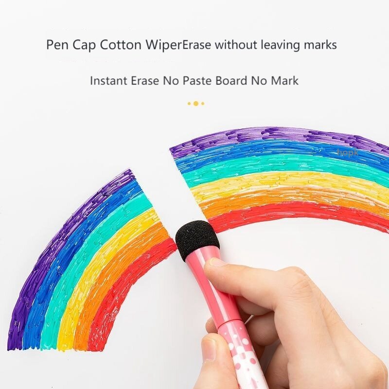8 색 마그네틱 드라이 지우기 마커 파인 팁 마그네틱 지울 수있는 화이트 보드 펜, 어린이 교사 사무실 학교 홈 교실