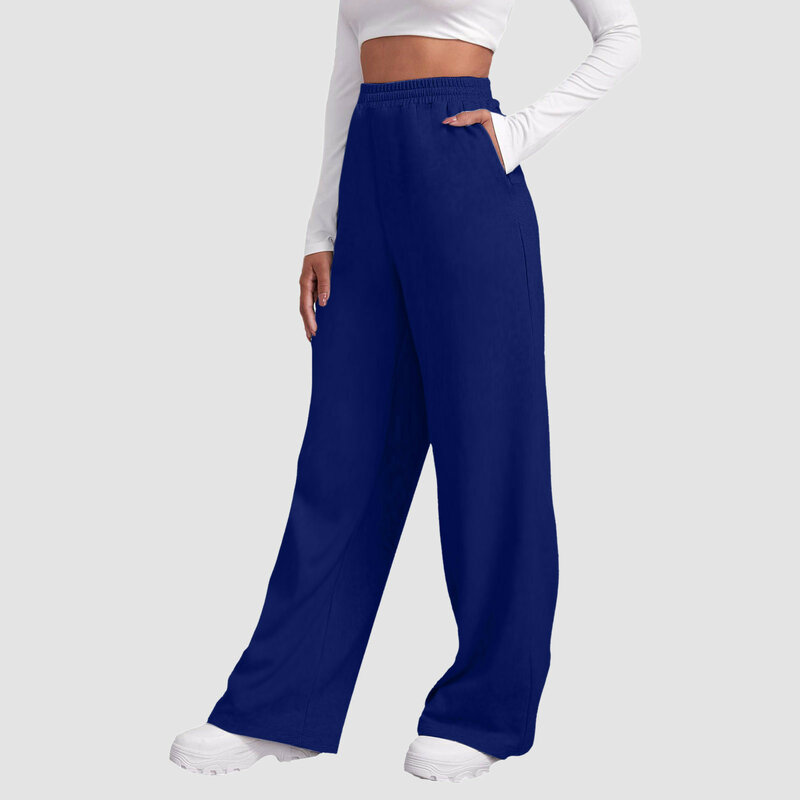 Wide Leg Pants For Women’S Fleece Lined Sweatpants Straight Pants Bottom All-match Plain Fitness Joggers Travel Basic Pants 2024