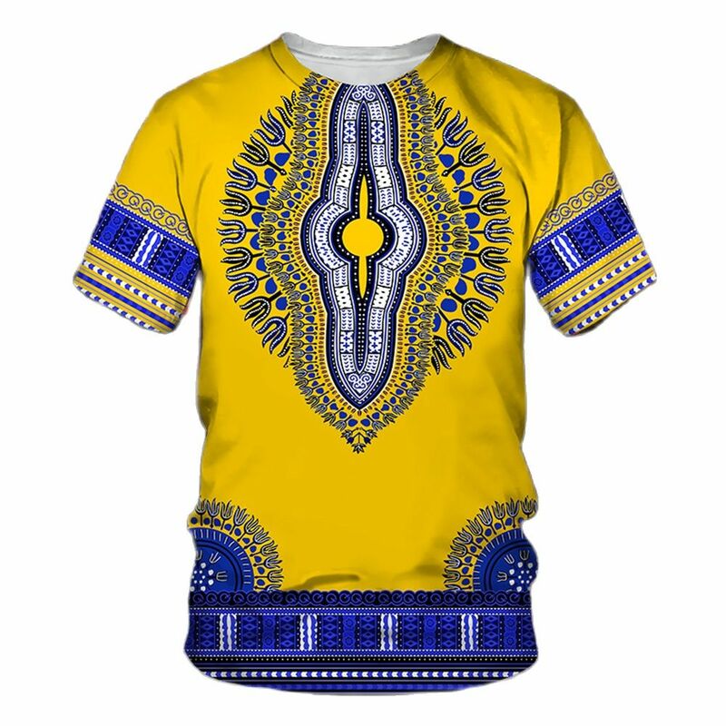 Afrykańska odzież męska duży kamień koszulka tradycyjna odzież odzież z krótkim rękawem Retro Casual odzież uliczna Retro etniczne