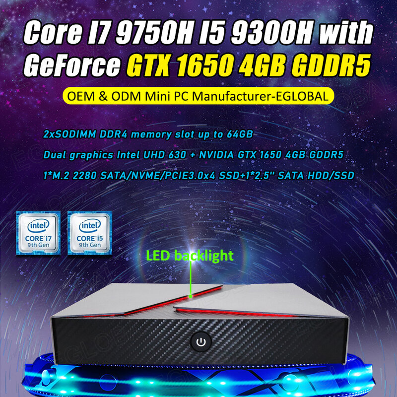 EGLOBAL-Mini Gaming PC, Intel Core i9, 32G, RAM DDR4, 2TB, NVMe SSD, Desktop, Windows 11, Nvidia GTX 1650, 4G