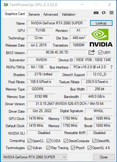 Mllse RTX 2060 Super 8GB Graphics Card GDDR6 256Bit PCIE PCI-E3.0 16X 1470MHz 2176units rtx 2060 super Gaming 8G Video Card