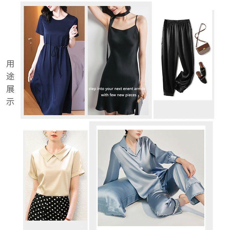 Tela Cheongsam pesada de satén elástico de seda de morera, camisa de vestir, pantalones de pijama, 19 M