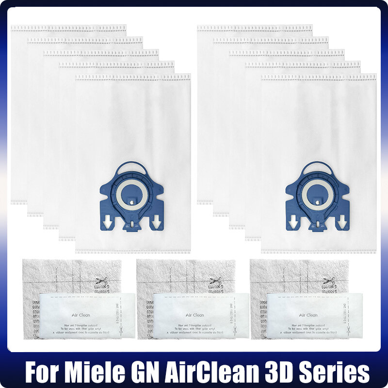 Replacement Airclean GN 3D Dust Bag for Miele S2, S5, S8, Classic C1, C2, C3 Series Canister Vacuum Cleaner Dust Bags Filters