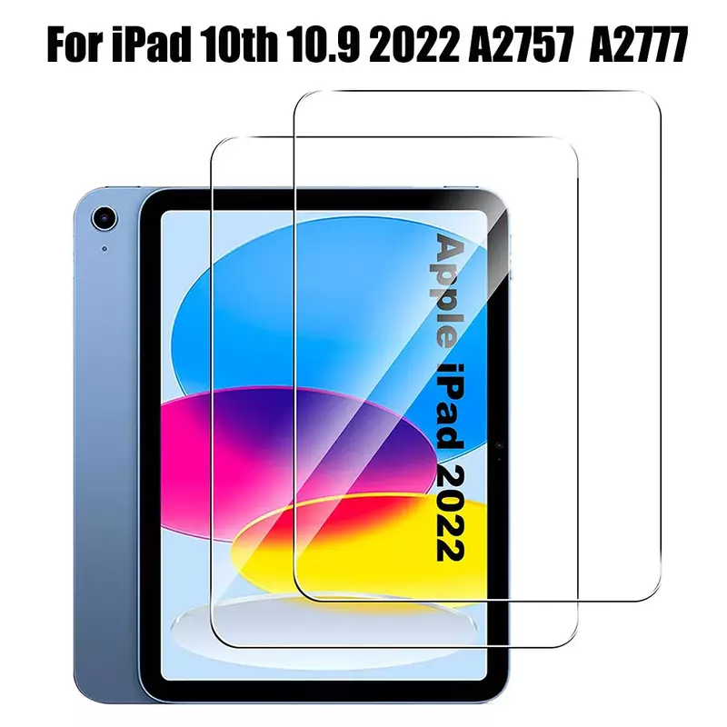 กระจกนิรภัยสำหรับ Apple iPad 10 10.9นิ้ว2022 A2757 A2777เต็มรูปแบบป้องกันหน้าจอแก้วสำหรับ iPad 10th Generation 10.9''