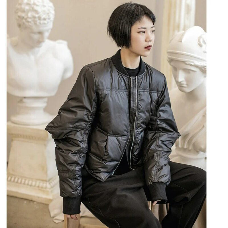 Stile spedizione gratuita Hot Ins manica lunga colletto alla coreana design a punta ispessimento signora piumino corto cappotto piumino allentato