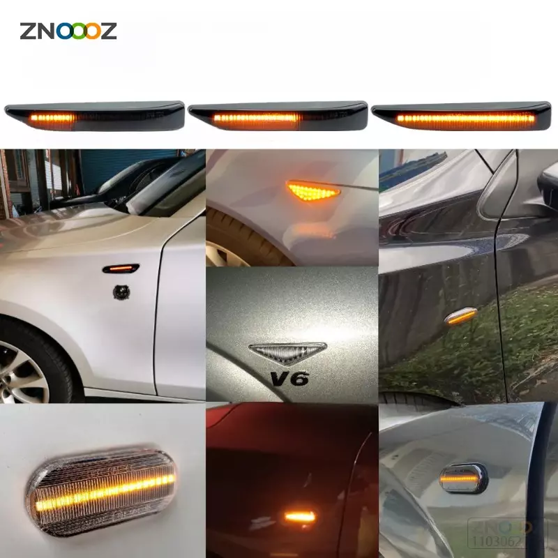 2pcs LED Side Marker Mirror Indicator Lamp Flowing Water Turn Signal Light Amber For BMW 7 Series E65 E66 E67 E68 2001-2008
