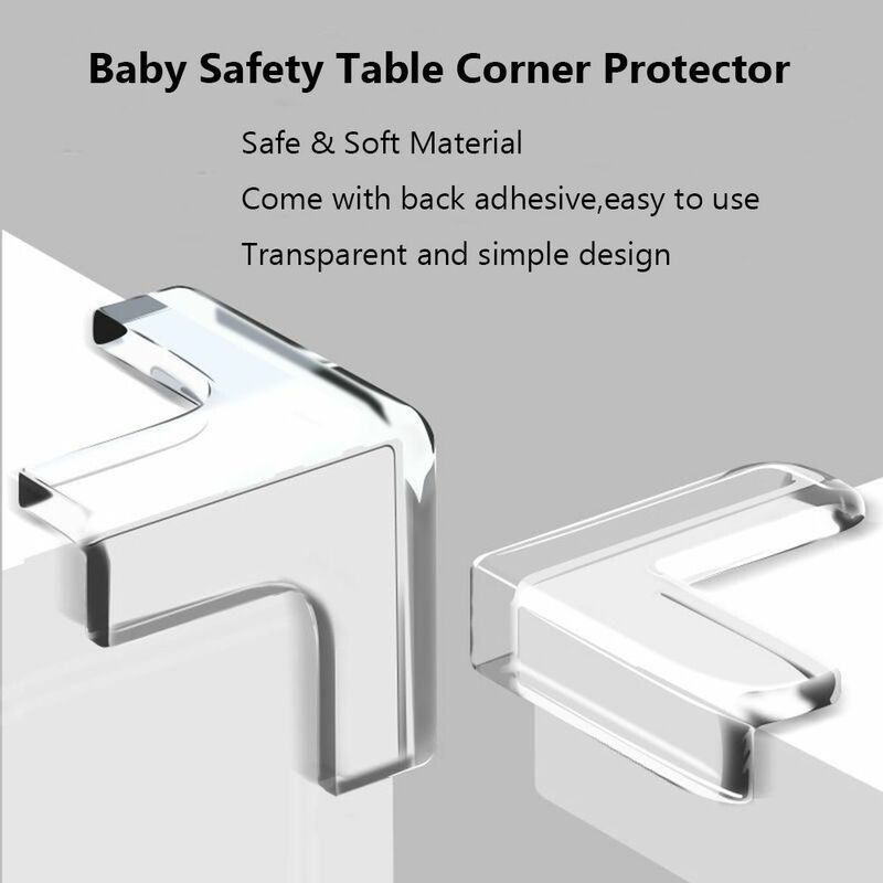 Protetor macio do canto da tabela do silicone, tira da colisão, proteção da borda, segurança das crianças, 4 PCes