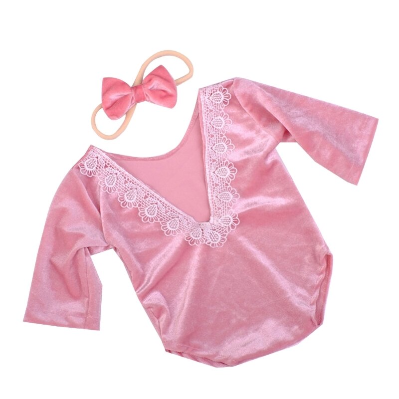 Accessoires Photo pour bébé fille 0 à 2 mois, combinaison bandeau à nœud vêtements Photo
