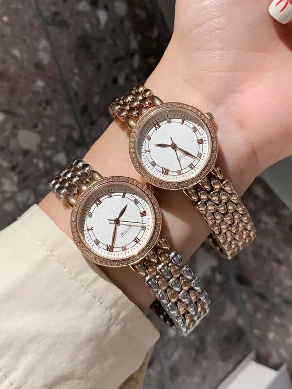 Desainer casing berlian baja jam tangan kuarsa cermin kaca safir terintegrasi jam tangan baru wanita 2024 jam tangan modis mewah