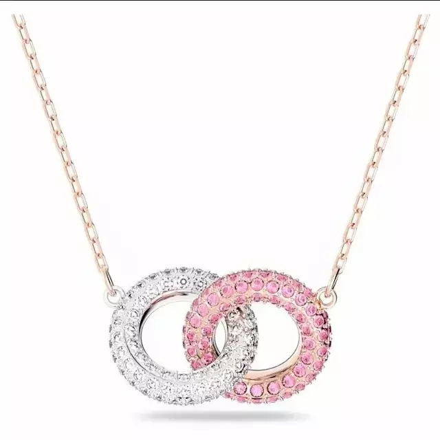 Pendientes de acero inoxidable 2024 originales para mujer, collar, pulsera, Ldyllia, cristal de circón rosa, joyería con logotipo