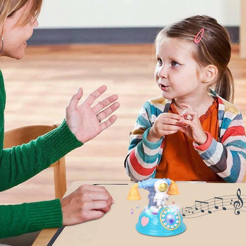 Bambini LandlinePhone ToyAstronaut bambini Plaything finta rete fissa educativa finta simulazione dei bambini musica interattiva Playhouse