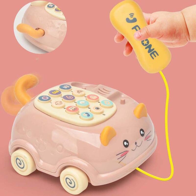 Máquina de educación temprana con luz de sonido de música, juguetes de teléfono emulados, juguete de juego de simulación, teléfono fijo