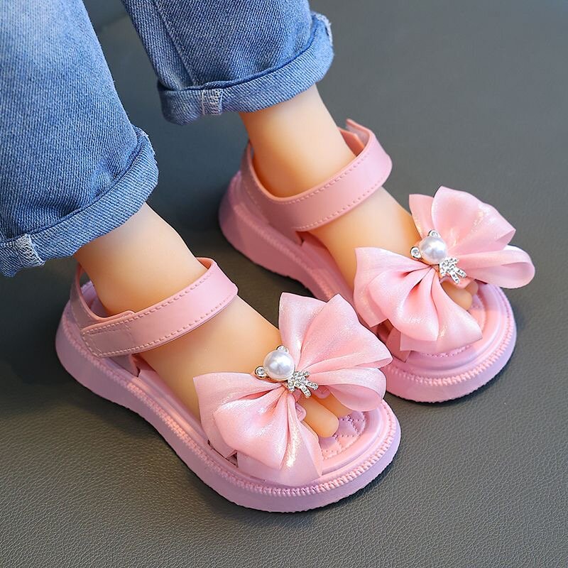 Meninas sandálias nova moda verão grande criança meninas antiderrapante sapatos de princesa menina crianças sapatos de praia sola macia