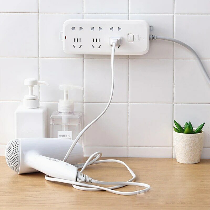 Auto-adesivo Desktop Socket Fixer, organizador do cabo, pendurado na parede, suporte da tira do poder, plug-in, removível, Fixer na parede