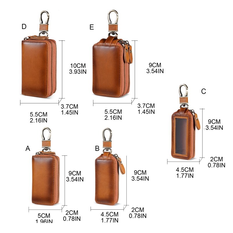 Autoschlüssel-Tasche, Leder-Autoschlüsselhalter, Leder-Schlüsselanhänger-Tasche mit Metallhaken und Schlüsselring, für
