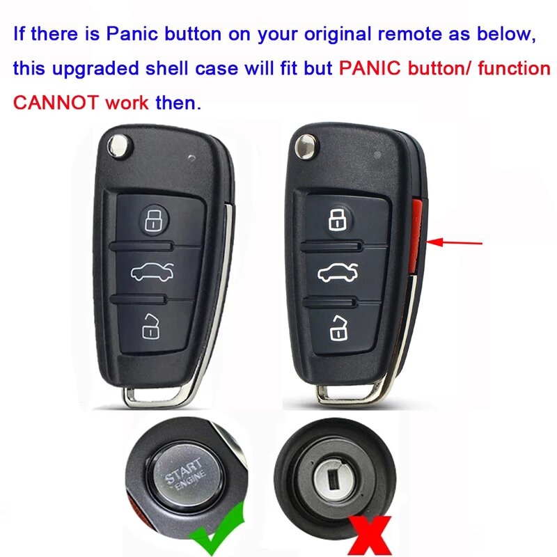 KEYECU 3 Button Upgraded Modified Smart Remote Key Shell Case Fob For Audi A1 A3 A4 A6 A8 Q2 Q3 Q5 Q7 R3 RS3 RS5 S1 TT