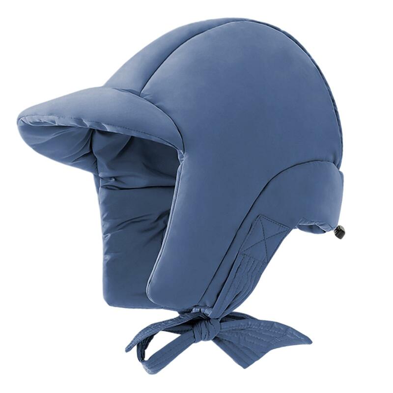 Down Hat with Earflaps Down Filled Hat Peaked Hat Fashionable Cap Warm Hat Winter Hat for Skiing Camping Skating Biking Female