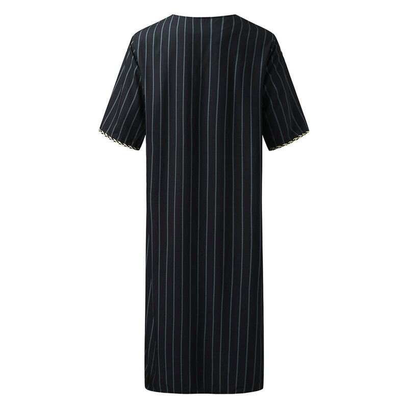 Uomini musulmani Jubba Thobe manica lunga abbigliamento islamico ricamo scollo a v Kimono Robe Abaya caftano Dubai camicie arabe