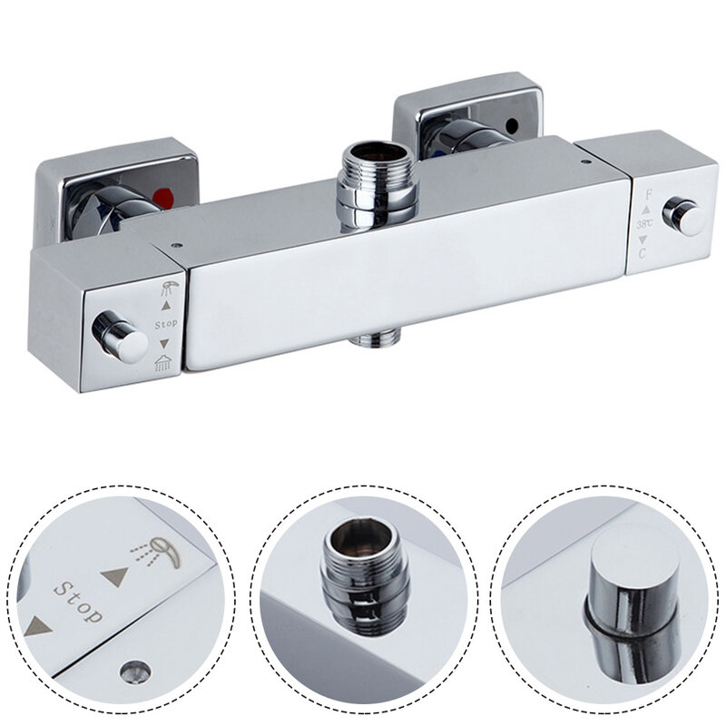 Temperature Control Inlet Valve Corrosion-resistant Easy To Install For Bathroom Moisture-proof Silver Durable