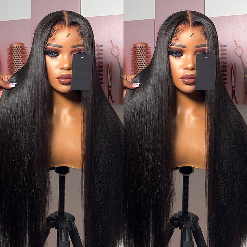 250 Density  Full Lace Frontal Wig 4x4 Bone Straight Human Hair Lace Frontal Wig PrePlucked 13x4 13x6 Transparent Lace Front Wig