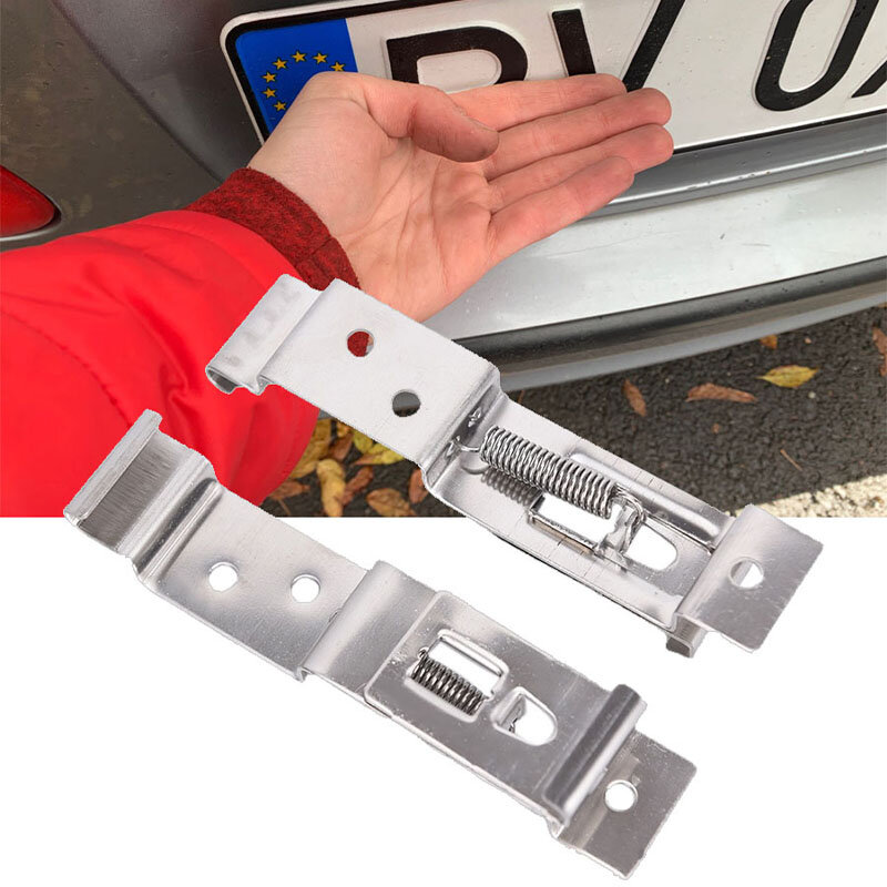 2 pezzi targa rettangolare per auto staffa in acciaio inossidabile caricata a molla morsetti per supporto per telaio per auto clip per targa del rimorchio