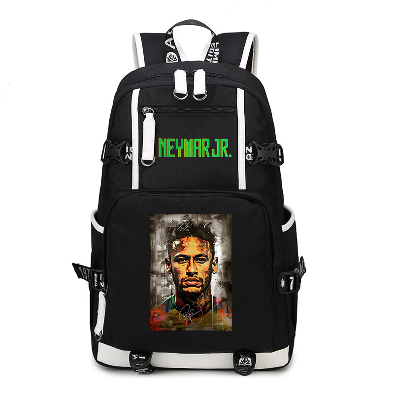 neymar avatar printed student schoolbag large capacity backpack usb outdoor travel bag suitable for teenagers