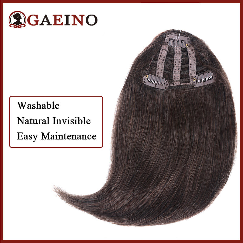 Franja natural de cabelo franja para mulheres, grampo em hairpieces, 100% remy cabelo humano, franja lateral frontal, 613 #, 3 clipes