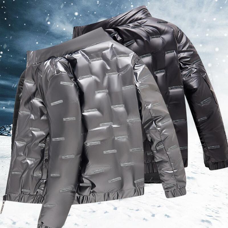 Männer Jacke Helle Oberfläche Einfarbig Kalten Proof Winter Koreanischen Stil Baumwolle Padded Mantel Slim Fit Windjacke Streetwear