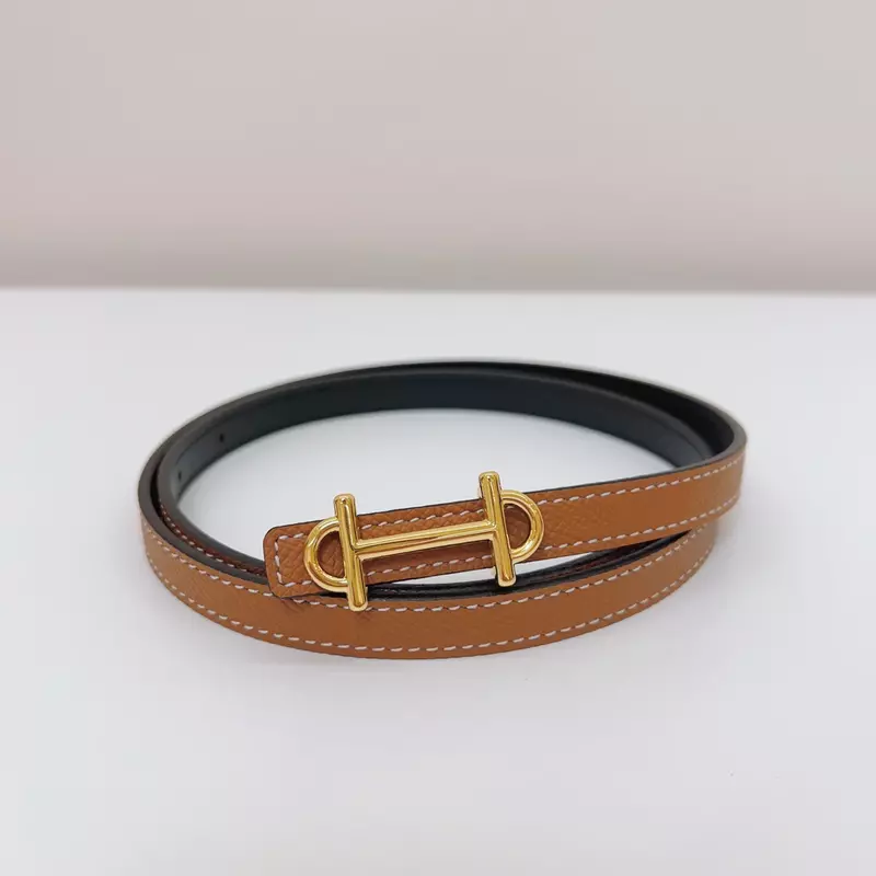 New Vintage Famous Genuine Leather Belt Double Sided Women Fashion High Quality Luxury Brand Small Belt with Jean Sweater Shirt