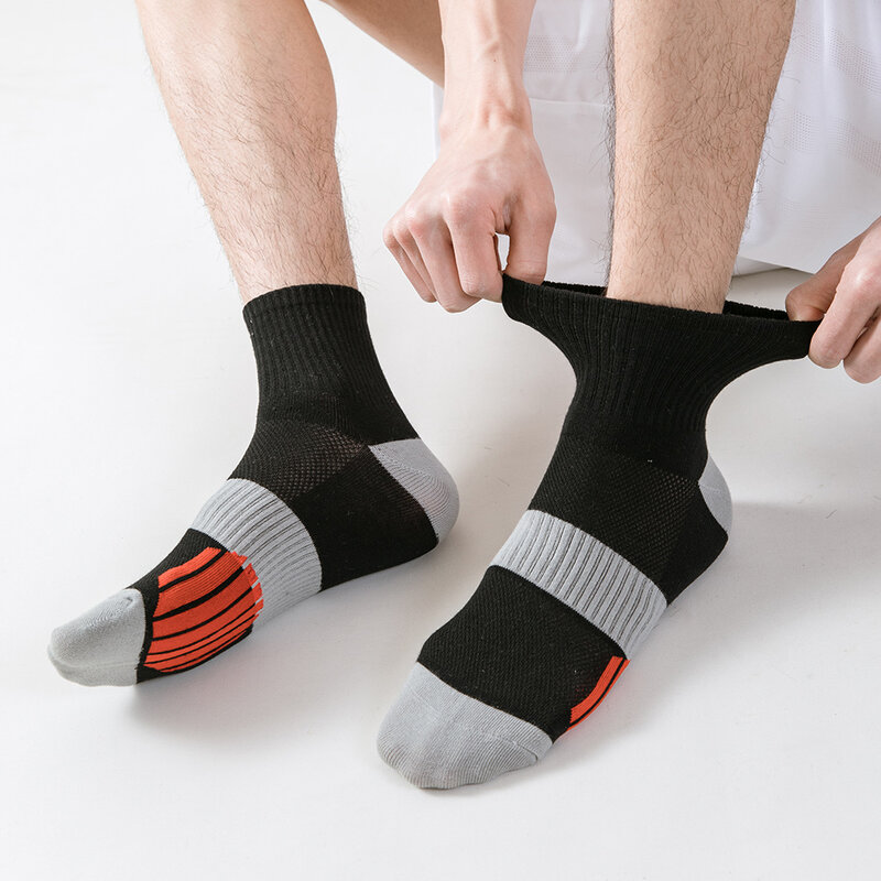 Kaus kaki atletik untuk pria, kaus kaki semata kaki atletik lari bersirkulasi nyaman untuk 5 pasang, kaus kaki olahraga untuk pria