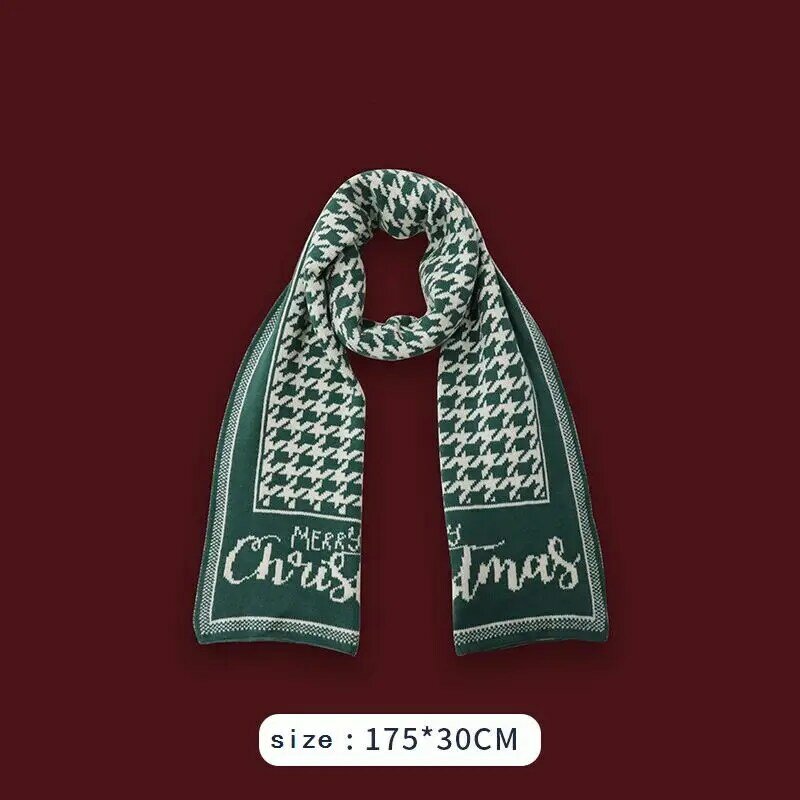 2022 Autumn Winter New Year Cute Pattern Plaid Women's Knit Scarf Neck Collar Keep Warm Thickened Girls Christmas Scarves Gift