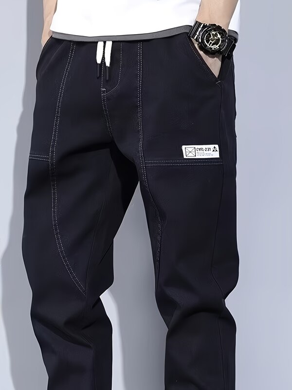 2024 wiosenne letnie czarne dżinsy Cargo męskie jeansowe spodnie jeansy męskie spodnie do biegania