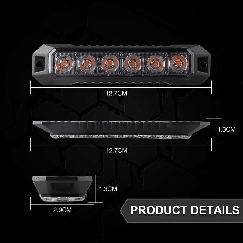 6-LED Strobe Mini Grille Light Surface Mount Flashing Lamps for Truck Car Vehicle LED Head Emergency Beacon Hazard Warning Light