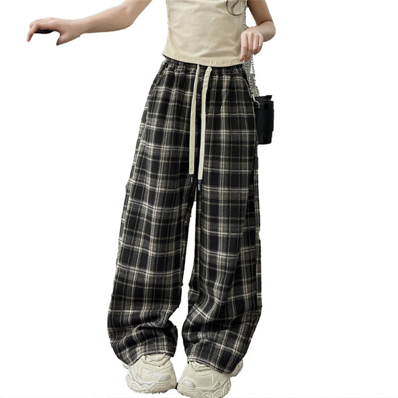 Pantalon à Jambes Larges pour Fille de 6 à 15 Ans, Vêtement Style Maillard, Version Alberoise Coréenne, à la Mode, Nouvelle Collection Printemps 2024