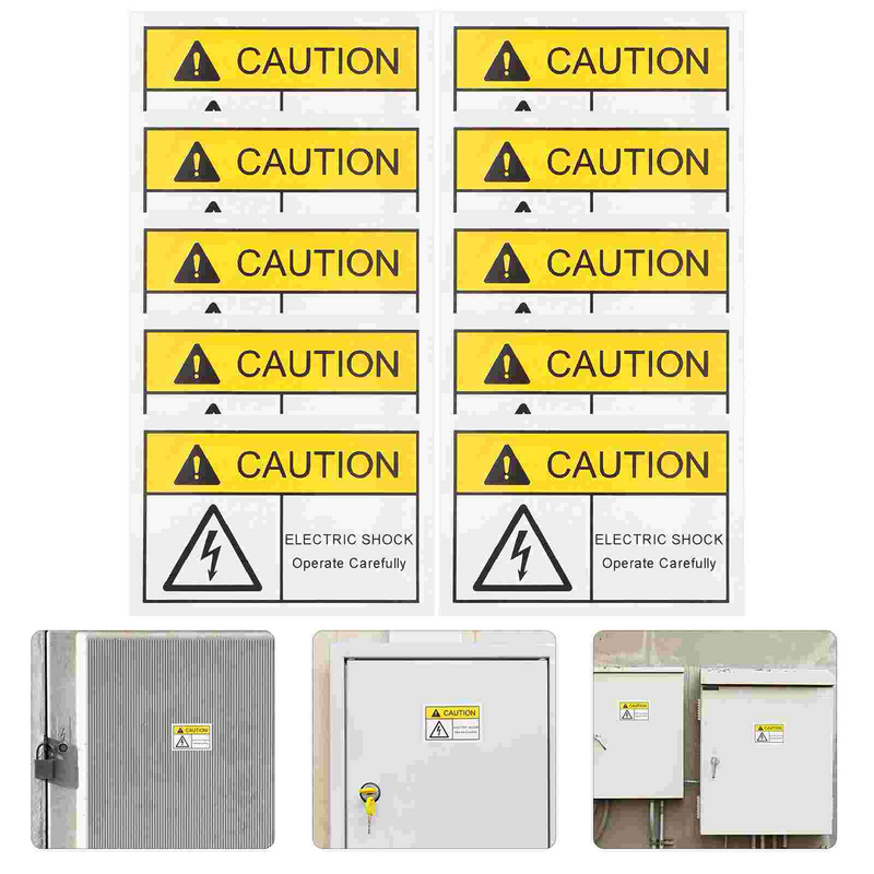 O aterramento vinil etiquetas para sala elétrica, sinal de aviso alta tensão, auto-adesivo adesivo Nota, 10 PCs