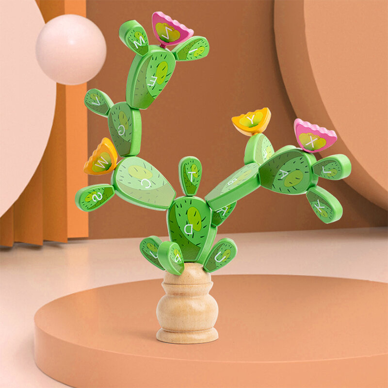Cactuses-Juego de letras de retazos, juguete de entrenamiento de coordinación mano-ojo para dormitorio