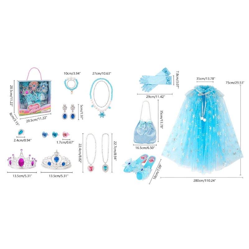 Princesa vestir-se roupas para menina inclui luvas bolsa brinquedo presentes dropshipping