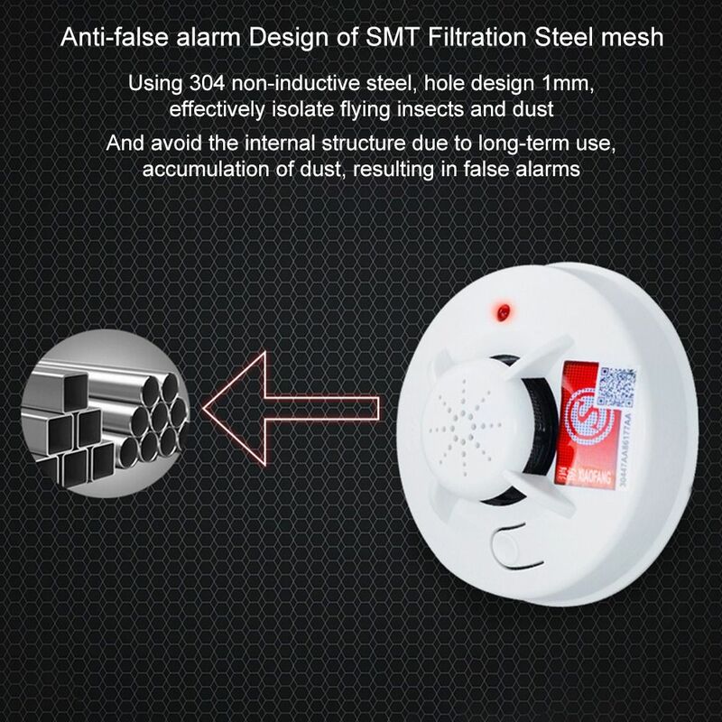 Wireless Home Security Smoke Detector, White Warning Alarm, Tester com baterias, Indoor Poison, Gás Sensor