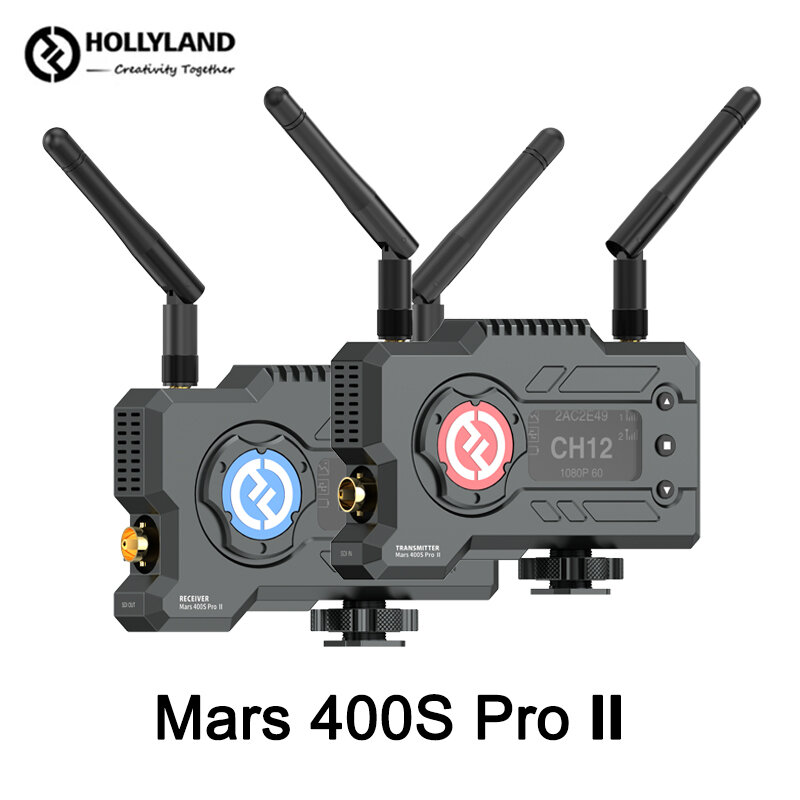 Hollyland Mars 400S Pro II เครื่องส่งและรับสัญญาณวิดีโอไร้สาย0.07S ระบบส่งสัญญาณวิดีโอช่วง450ft