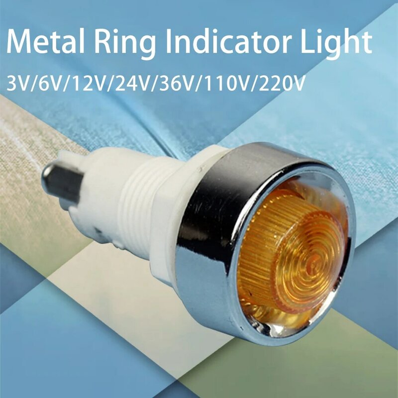 Luz indicadora de anillo de metal de botón rojo 12V 24V 220V 380V luz piloto 220V 110V 12V/24V montaje de Panel indicador de neón rojo verde