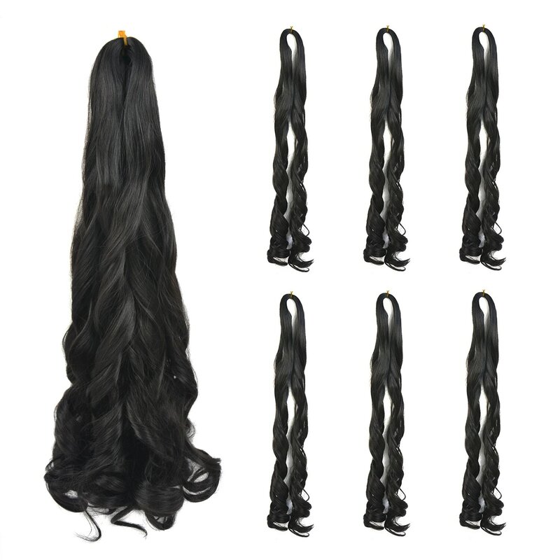 Extensões sintéticas do cabelo da trança encaracolado para mulheres negras, cabelo ondulado pre esticado, 1 bloco